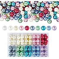 PandaHall Elite -100 Cuentas Redondas de Cristal- de Estilo Perla- 10 Colores- 14mm- Agujero: 0.7~1.1mm